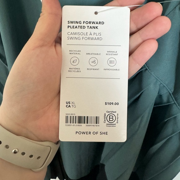 Athleta Swing Forward Pleated Tank Size XL NWT - Picture 4 of 5